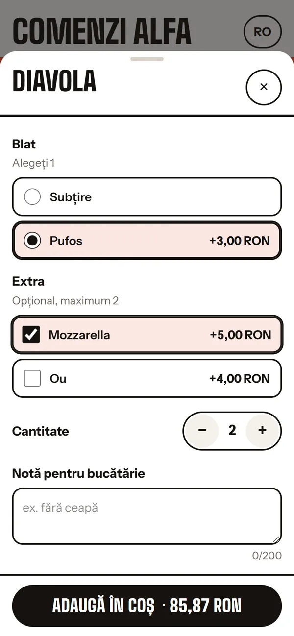 Menyo: designul final al ecranului de comandă