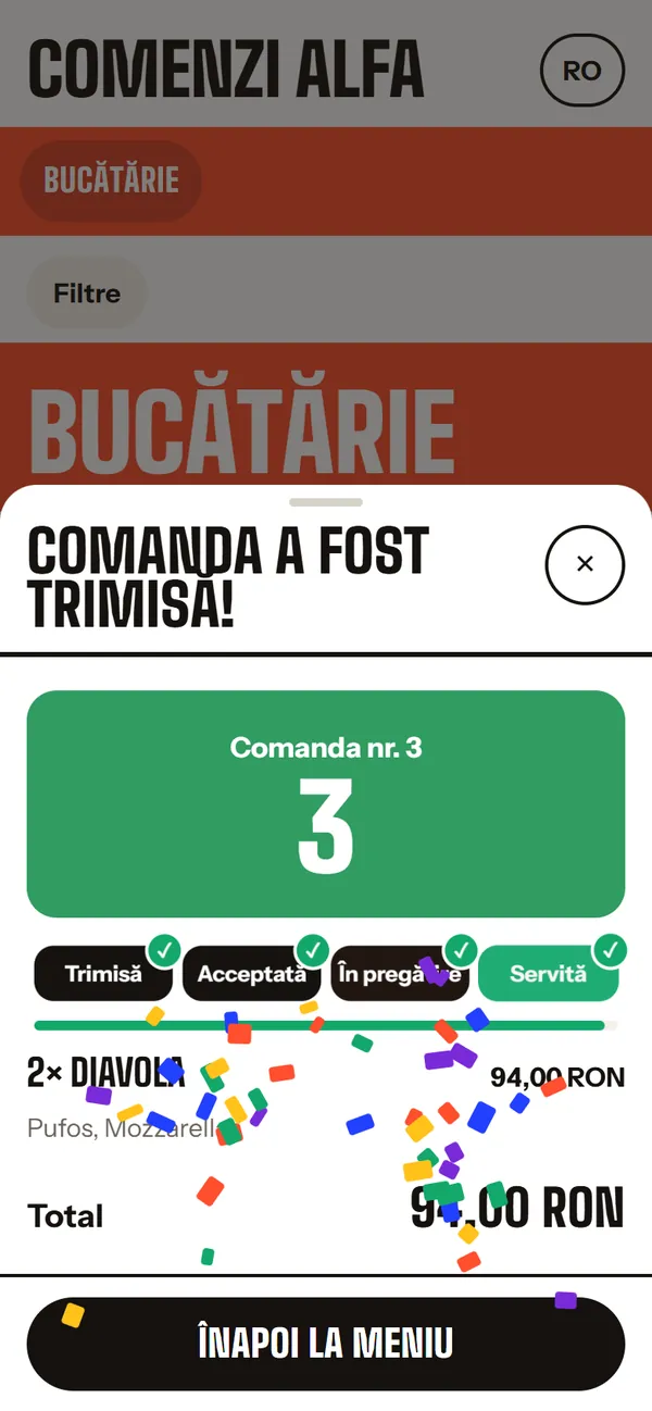 Menyo: comanda a fost trimisă și servită